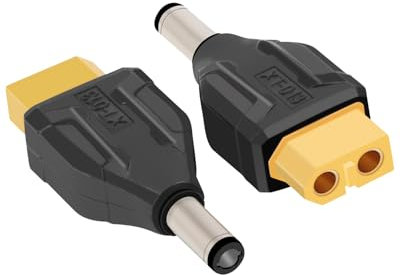 RIIEYOCA XT60 to DC5521 Connector, XT60 Female to DC 5.5mm X 2.1mm Male no Wire Adapter for RC car, FPV drone, LiPo Battery, Laptop Power Supplies, etc (2PCS)