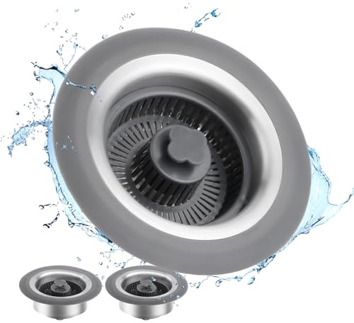3 in 1 Kitchen Sink Drain Strainer and Stopper,Upgraded Kitchen Sink Stopper Stainless Steel Pop-up Strainer Basket,for US Standard 3-1/2 Inch Drain 2PCS