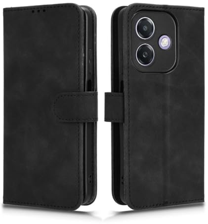 PEIYE Flip Cover per Oppo A40 4G / A40m / Oppo A60 5G, Custodia Libro in PU Pelle Portafoglio, Case Antiurto Soft con Porta Carte e Chiusura Magnetica, Funzione Stand, (Nero)
