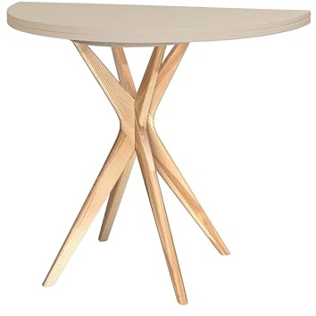 Ragaba Table Ronde Demi Lune Extensible 100cm Beige Brun