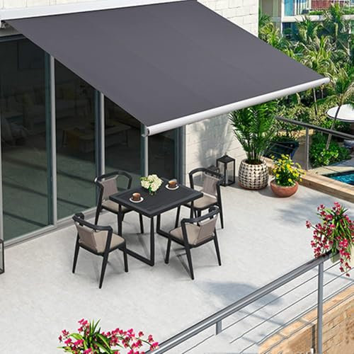 Tettoia Per Patio, Parasole Retrattile Manuale Per Esterno, Pergola Riparo Per Porta Finestra Fissata Al Muro, Impermeabile E Resistente Ai Raggi Uv E Resistente Al Calore, Per Uso Commer(Size:2x1.5m)