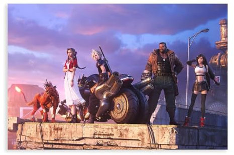 biegzc Final Fantasy 7 Remake Spiel-Poster, Leinwand-Poster, Wandkunst, Dekordruck, Bild, Gemälde für Wohnzimmer, Schlafzimmer, Dekoration, 30 x 45 cm