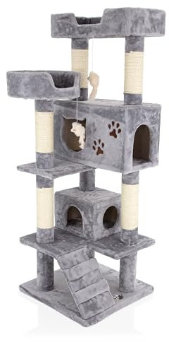 Cat Tree Heavy Duty for Large Cats by Cozy Pet for Multiple Cats Big Cats Scratching Post Strong Climbing Frame Heavy and Stable Extra Thick Scratching Posts | CT22-Light Grey