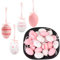 HERZONE 24pcs Ostereier Plastikeier zum Aufhängen Eier Ostern Deko Osterdeko mit tollen Mustern, Ostereier Basteln Kunststoffeier, Größe: 6x4cm (pink)