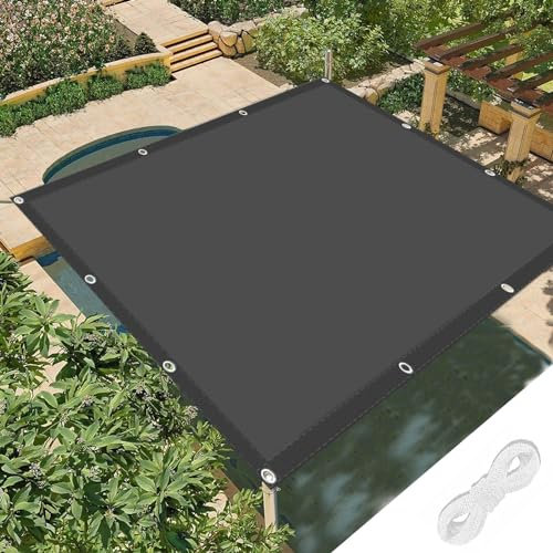 Voile d'ombrage rectangulaire - 1,7 x 3 m - Anti-UV - Avec cordes - Pour jardin, plage, piscine, terrasse - Gris foncé