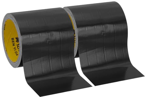 PATIKIL 2 Rollen Gewebeband, 100 mm x 10 m Gewebeklebeband, Panzertape Wasserfest, Reparaturband, Panzerband, Schwarz Buchbindungsband, Selbstklebend zur Reparatur, Bücher