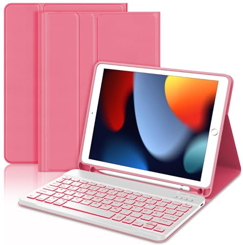 JADEMALL Tastatur Hülle für iPad 6. Generation 2018, iPad 5. Generation 2017, Pro 9.7 Zoll, Air 2 & 1, Wireless Bluetooth Tastatur QWERTZ Deutsch- Stifthalter- Schlaf/Wach