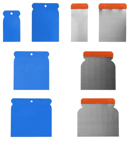 CATOR Spatule en plastique, Lot de 8 spatules pour surfaces pour travaux précis, spatule enduit, spatule carrosserie, mastic carrosserie, spatule plastique, Spatule pour carrosserie