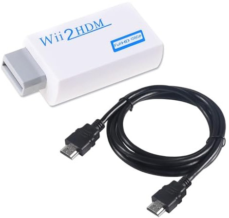 SHUXIA 1pcs Wii to HD-MI Adapter,1080P/720p Wii HD-MI Converter,Wii hd-mi Adapter with 1.5m Cable&3.5mm Audio Video Output Jack,Plug and Play,Compatible for All Wii Display Modes(White)