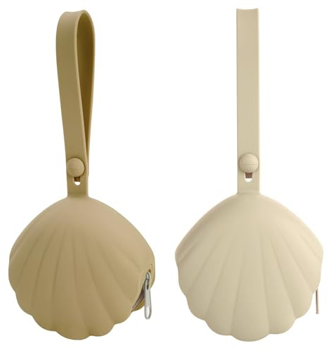 Lovbaby Schnullerbox aus Silikon, Pacifier Holder | Tragbares, Auslaufsicheres Design Schnullerbox für Unterwegs, BPA-frei, leicht zu reinigen, 2er-Pack (Sand+Light Grey)