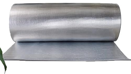 DWZL Rouleau d'Isolation Réflective Autoadhésive 5mm Double Face - Double Couche à Bulles pour Voiture, Toit, Camping-Car, Abri, Mur, Combles, Bouclier Thermique(Size:10㎡= 1x10m)
