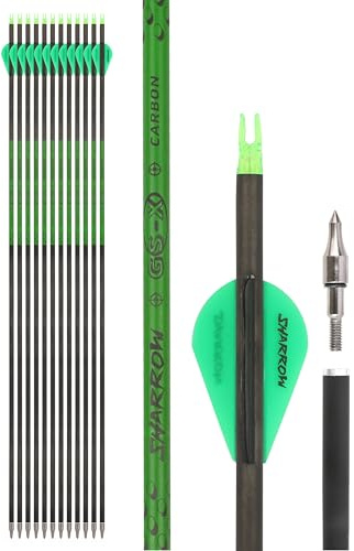 surwolf 32,5 bågskyttepil i ren kolfiber,jaktpilar,spine 300/400/500/600/700/800,för compoundbåge,recurvebåge,12 st.(GB,spine600)