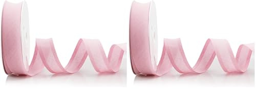 Inastri 25/5/5 mm Cotton Bias Binding, Pink (Pack of 2)