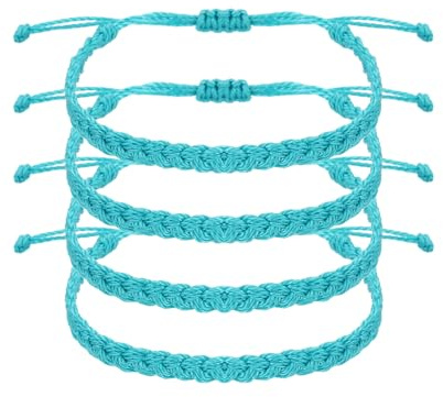 sourcing map Braided Rope Bracelet, Adjustable Woven String Bracelets Summer Beach Ankle Handmade String