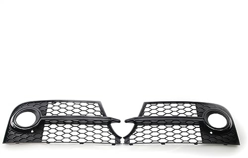 Generisch Kühlergrill-Abstandshalter H1ycomb Auto-Nebelscheinwerfer-Grill-Abdeckung 8J0807681KT94 8J0807682KT94 TT MK2 SLine TTS 2011–2014(Bright Black)