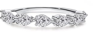 Pinky Ring Damen, Ringe Damen Vintage Wassertropfen Silber mit Labor Diamant 18K Weißgold Größe 63 (20.1)