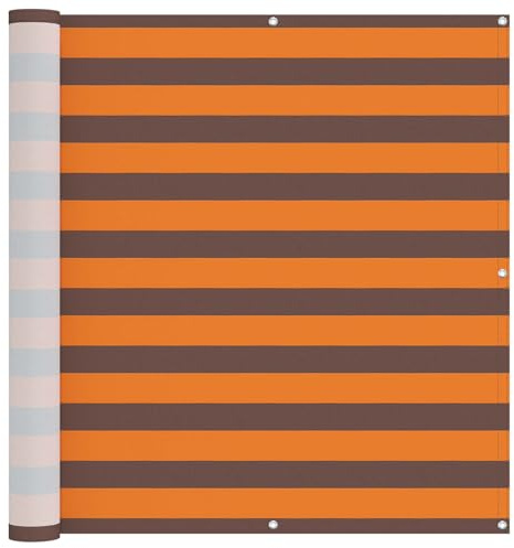 vidaXL Balkonsichtschutz Orange und Braun 110 x 400 cm Oxford-Stoff, Balkonschattierungslösung, moderner gestreifter Schirm, UV-beständig, wasserfest, idealer Sonnenschutz für Außenbereiche