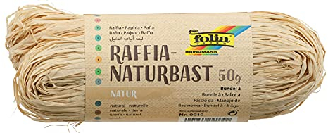 folia 9010 - Raffia Naturbast natur, 1 Bündel mit 50 g, Schnur aus natürlichem Strohgemisch, ideal zum Basteln, zur Dekoration oder für Gestecke, Sträuße und andere floristische Arbeiten