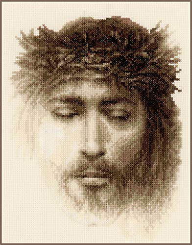 VERVACO Gezählter Kreuzstich Stickpackungen DIY Stickbilder Jesus Wanddekoration Handarbeit Set für Erwachsene Kreatives Handwerk ca. 19 x 24 cm Kreuzstichbilder Set Hausdeko