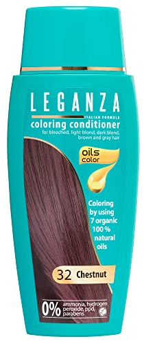 Leganza Natürliches Balsam Haarfärbemittel Farbe 32 Kastanie | Ammoniakfreies Haarfärbemittel | Angereichert mit 7 Natürlichen Ölen | 150 ml