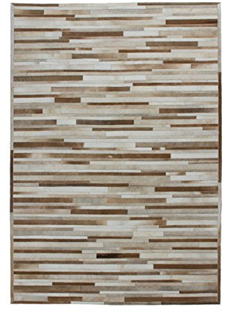 Kayoom Teppich Eclipse 100 Creme Crème 80cm x 150cm 100% Leder