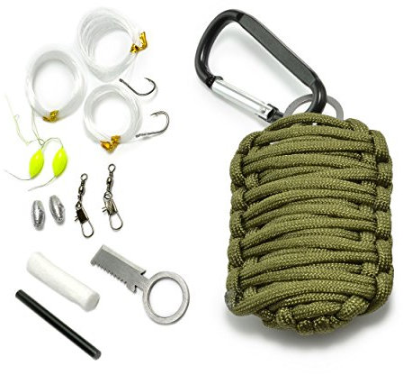 Ganzoo Paracord 550 Survival – Kit, 12 teiliges Set als Überlebensausrüstung, Outdoor Set, Survival Set, Marke Ganzoo (Olive)
