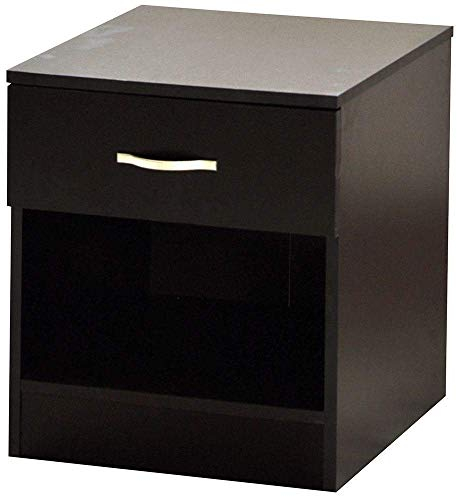 Vida Designs Nachttisch, schwarz, 1 Schublade mit Metallgriffen und -schienen, einzigartige Schubladenunterstützung gegen Verbiegen, Schlafzimmer-Möbel Riano, Ca. 47 x 40 x 36 cm (H x B x T)