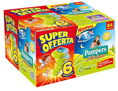 Pampers Sole und Luna Windeln Extralarge, Größe 6, Esapack, 84 Stück