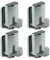 Set of 4 Chrome Shower Door Lower Hooks/Rollers/Pulleys/Runners