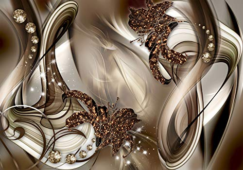 decomonkey Fototapete Abstrakt Lilien 350x256 cm XL Tapete Fototapeten Vlies Tapeten Vliestapete Wandtapete moderne Wandbild Wand Schlafzimmer Wohnzimmer Blumen Diamant