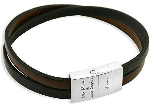 Herren Armband mit Gravur Namensarmband Leder Herrenarmband Lederarmband Spruch Armband mit Gravur Männer Herrenschmuck Gravur Männerschmuck schwarz braun dickes Leder | HANDMADE IN GERMANY