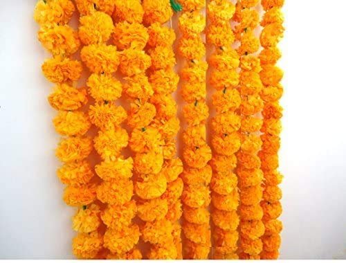 Estationeryhouse Ringelblumengirlanden Hellorange 5 Stück ca. 1,5 m Hochzeit Dekoration Mehndi Party Kunstblume Girlande