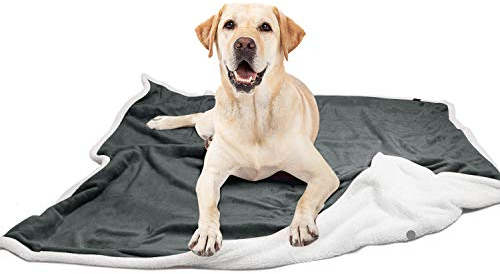Fleece Hunde Decke Flauschig Waschbar Sherpa Plüsch Kuscheldecke Hundebett für Katzen Welpen Katzen, Grau