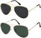 La Optica B.L.M. Sonnenbrille Herren Damen UV400 Pilotenbrille Fliegerbrille 70er Jahre Groß - Doppelpack Set Gold Farben (Gläser: Grau, Grün)