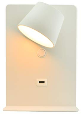 B·LED BARCELONA LED Baskop Wandleuchte zum Lesen mit USB-Anschluss, 6 W, horizontales Design (weiß, kurz)
