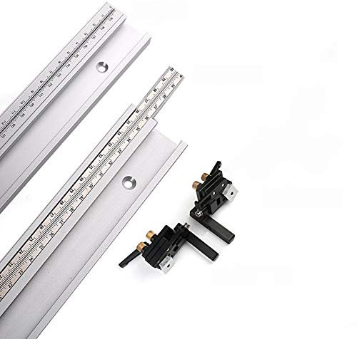 ArtisanShow 600mm 45 Type T-tracks with Movable/Fixed Scale Aluminum Alloy T-tracks Slot with Left/Right Type Accurate Miter Track Stop Table Saw Accessories for Woodworking DIY Tools (Fixed Scale)