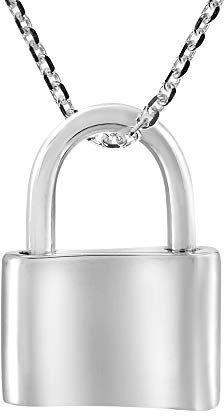 AeraVida Stylishly Simple Padlock Pendant .925 Sterling Silver Chain Necklace | Elegant Minimalist Sterling Silver Jewelry for Women, S, Metal, No Gemstone