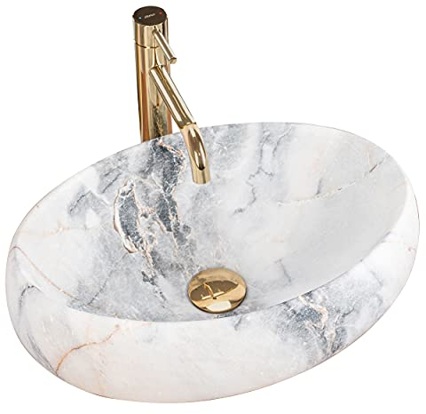 Rea Waschbecken Waschtisch Aufsatzwaschbecken Keramik Handwaschbecken Aufsatz Waschschale Granit Matt Oval 33x48