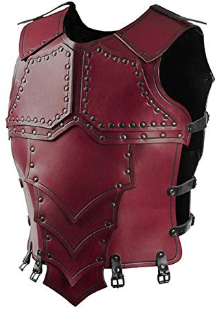 JTRHD Brustplatte Pferd Persönlichkeit Punk Lederrüstung Samurai PU Lederwaage Cosplay-Kostüm-Zubehör (Farbe : Rot, Size : One size)