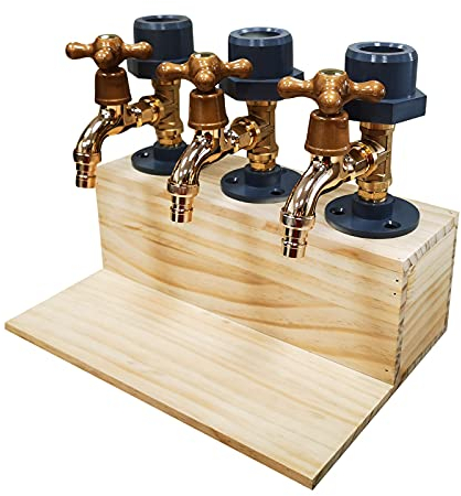 QASIMOF Whisky Holzspender Wasserhahn, Spirituosen Alkohol Whiskey Holz Zapfanlage, Vatertag Bierzapfanlage Getränkestationen Mit Zapfhahnständer Getränkehalter, Zapfhahn Getränkefässer