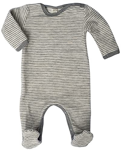 Lilano Frotte Flausch Overall mit Fuß 100% Wolle | Mit Druckknöpfen an Schulter und Beinen - warm und weich