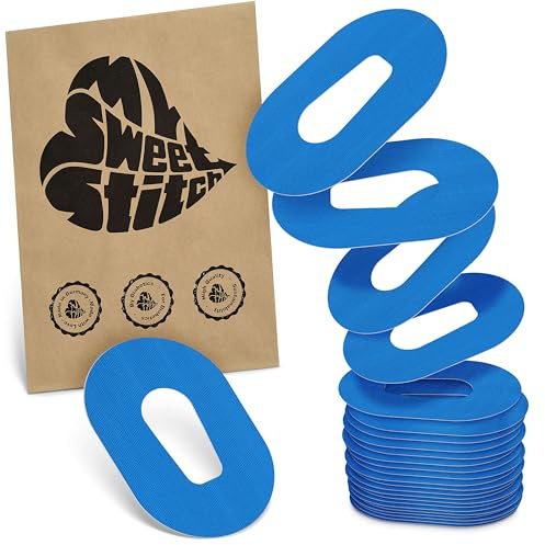 MySweetStitch 25 Ringpatches für Dexcom G6/ONE oval Blue | Stabilisiert ablösende Ränder, Mitte bleibt frei, wasserfest und flexibel, bis zu 15 Tage Halt