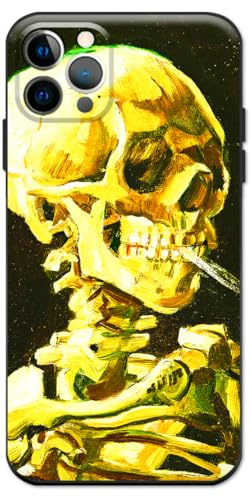Berkin Arts Kompatible iPhone 13 Pro Hülle Silikon Cover mit Displayschutzfolie Postimpressionismus (Vincent Van Gogh-Totenkopf mit Zigarette)