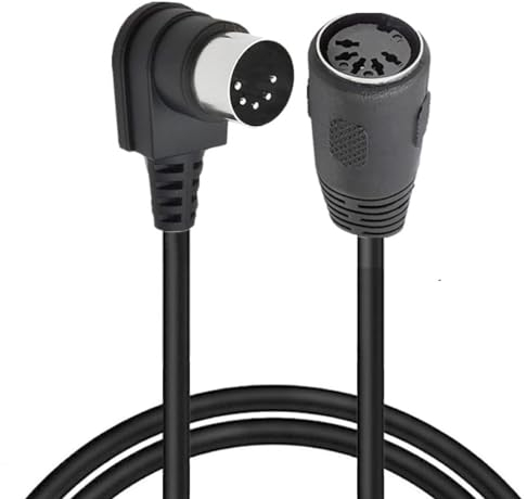 MIDI Din Extension Cable, MIDI 5-Pin DIN 90 Degree Angle Male Plug to Female Socket Audio MIDI/AT Adapter Cable for MIDI Keyboard Synthesizer, Organ, Electric Piano, MIDI Guitar (1.5 Meter/ 5 Ft)