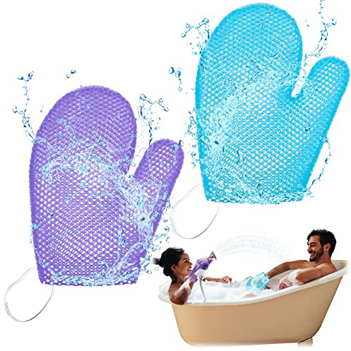 2 Stück Waben-Peeling-Handschuhe Badehandschuh Body Spa Schrubber Waben-Peeling-Handschuh für Körperdusche, Waben-Peeling, Schwamm, Dusche, Luffa, schnell trocknend
