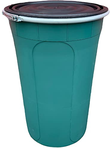 210L Large Shipping Drum, Plastic Barrel Drum Strong Container for Export and Import Transportation Ship Drum with Secure Clasp Lid 210 Litre Drum - Green