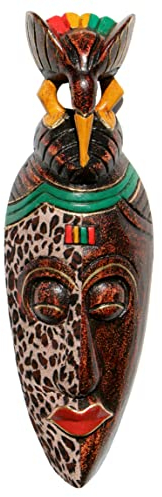 Wogeka - 50 cm Batik Ethno Wand-Maske - im Afrika Style aus Holz als Geschenk-Idee zu Weihnachten Geburtstag Dekoration - Handarbeit Schnitzerei von Bali BATIK01