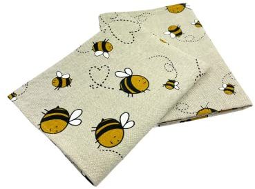 Ger3as 2er-Set: Gourmet Geschirrtücher Küchenhandtücher Leinen/Baumwolle Handtücher Tücher 50x70 cm Halbleinen Stonewashed Jacquard oder Bedruckt (Bienen)