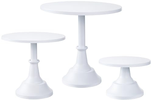 HBlife Set di 3 alzate per torte, colore bianco, diametro 20,3 cm, 25,4 cm, 30,5 cm, perfetto per dessert, cupcake e torte per feste, matrimoni, compleanni, baby shower, anniversari (metallo)