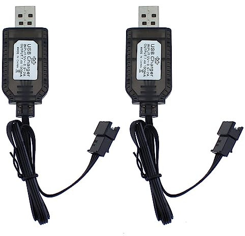 MTQY 2pcs Lithium Battery Charger 7.4V LiPo Battery USB Charger Cable with SM-3P Plug Connector for RC Model Vehicle Buggy Car Truck Boat